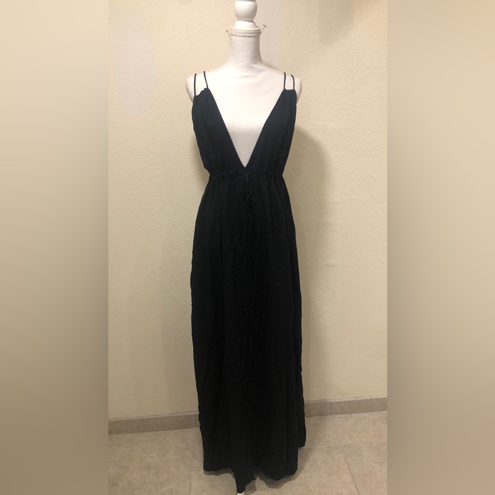ASOS - STRAPPY PLUNGE MAXI DRESS or SWIMSUIT COVERUP (color: BLACK) size 14